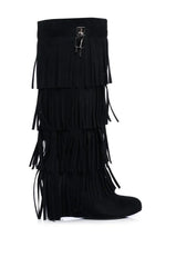 DIXIE FRINGE FOLD OVER BOOT IN BLACK