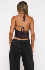 Big City Lights Halter Top Plum