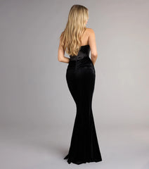 Zoya Satin Corset Velvet Mermaid Dress