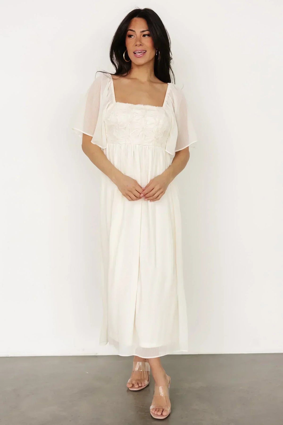 Lilith Applique Midi Dress | Cream