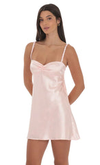 Jacquard Babydoll Dress in Baby Pink