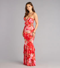 All Eyes On You Floral Ruffle Maxi Dress