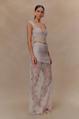 Guinevere Lace And Mesh Top - Lilac
