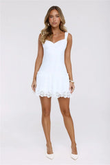 Glow Hour Embroidered Mini Dress White