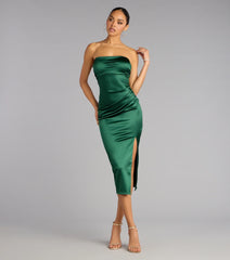 Krystal Satin Midi Formal Dress