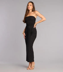 Curve Control Mesh Strapless Maxi Dress