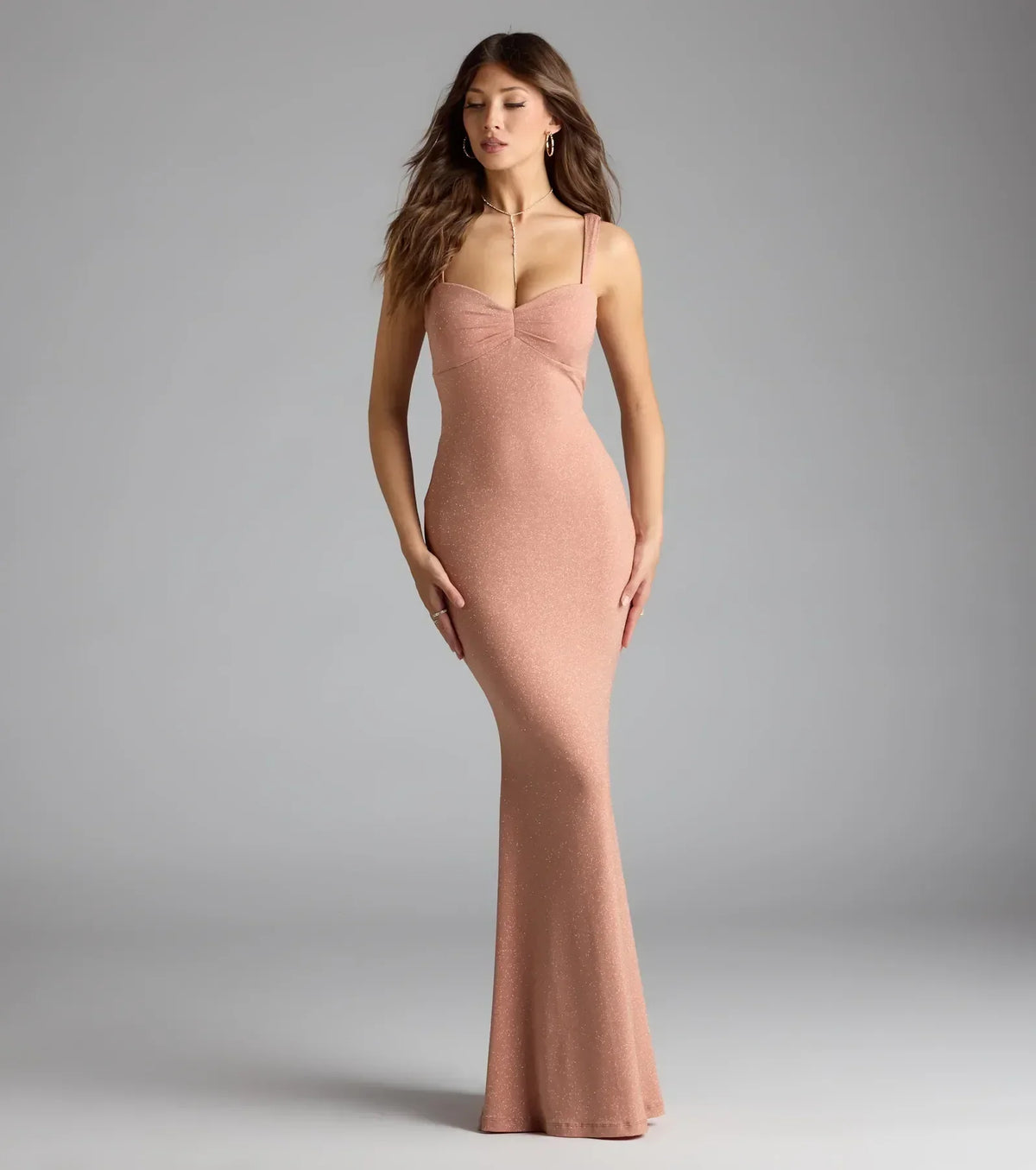 Halie Open Back Mermaid Glitter Formal Dress