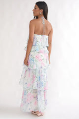 Darylyn Tiered Ruffle Maxi Dress Hydrangea Blue