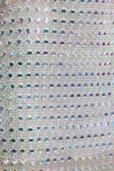 Embellished V-neck A-Line Mini Dress in Silver