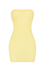 Soft Sheer-Mesh Bandeau Mini Slip Dress in Yellow