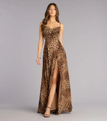 Massie Leopard Chiffon A-Line Formal Dress