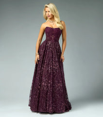 Aria Glitter Sequin Tulle Lace-Up Ball Gown