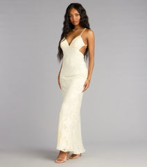 Enya Floral Mesh Lace-Up Formal Dress