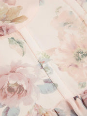 Chiffon Floral Bowknot Layered Ruffle Hem Mini Dress