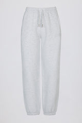Brushed Cotton Jersey Mid-Rise Relaxed Joggers in Grey Marl