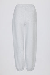 Brushed Cotton Jersey Mid-Rise Relaxed Joggers in Grey Marl