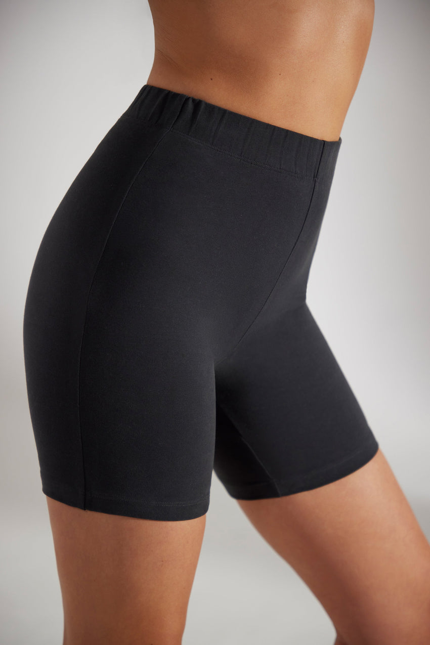 Soft Cotton Biker Shorts in Black