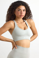 Plunge Neck Define Luxe Sports Bra in Grey