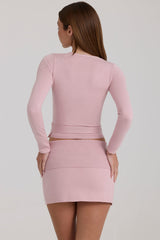 Soft Knit Wrap Top in Blush