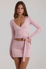 Soft Knit Wrap Top in Blush