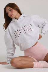 Oversized Applique Hoodie in Grey Marl