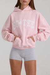 Oversized Applique Hoodie in Blush