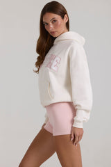 Oversized Applique Hoodie in Ivory