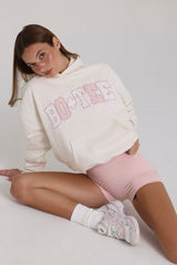 Oversized Applique Hoodie in Ivory