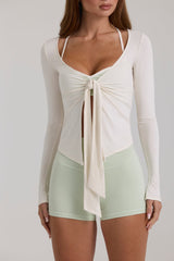 Modal Tie-Front Top in Ivory