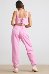 Brushed Jersey Oversized Joggers in Bubblegum Pink