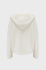 Ribbed Knit Oversized Hoodie in Ivory