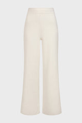 Ribbed Knit Wide-Leg Joggers in Ivory
