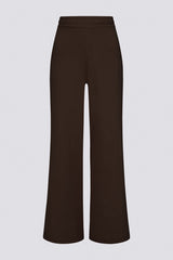 Ribbed Knit Wide-Leg Joggers in Pecan
