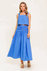 Urban Affair Top Skirt Set Blue