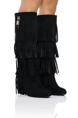 DIXIE FRINGE FOLD OVER BOOT IN BLACK