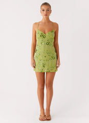 Vietta Sequin Cami Mini Dress - Lime