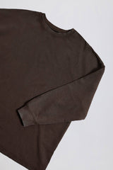 Acid Wash Long-Sleeve Oversized T-Shirt in Brown