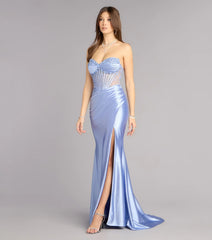 Paxton Floral Bead Lace-Up Formal Dress