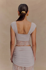 Guinevere Lace And Mesh Top - Lilac