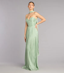 Serena Chiffon Formal Dress With Scarf