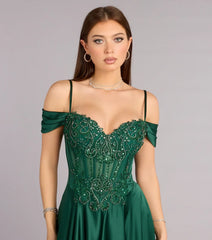 Ava Satin Cold Shoulder A-Line Ball Gown