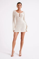 Kayleigh Crochet Knit Mini Dress - White