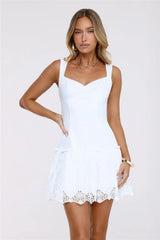 Glow Hour Embroidered Mini Dress White
