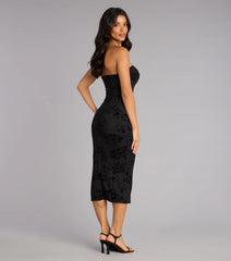 Twist Of Noir Velvet Midi Dress