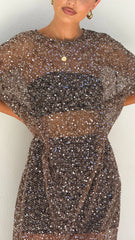 Zinnia Sequins Maxi Dress - Mocha