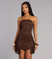 Desert Heat Faux Suede Strapless Mini Dress