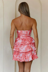 Effortless Edge Strapless Mini Dress Coral