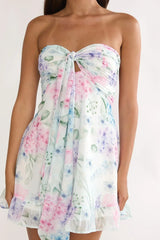 Gloria Day Tied Bust Strapless Mini Dress Lilac