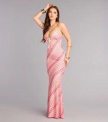 Sunset Swirl Lace-Up Maxi Dress
