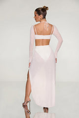 Embellished Cowl Neck Maxi Dress in Ivory